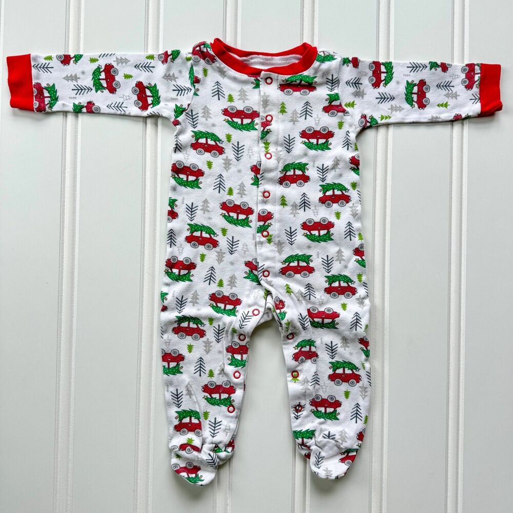 4/$10 - Baby Starters Christmas Cotton Baby Footie, Onesie Bodysuit, & Bib Set | - Picture 2 of 11